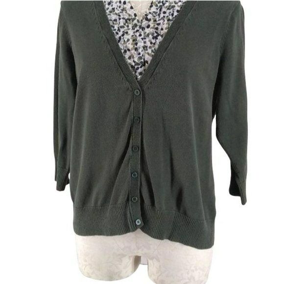 Croft & Barrow Sweater Pullover Shirt Olive‎ Green Quarter Sleeve  Large - Picture 4 of 7